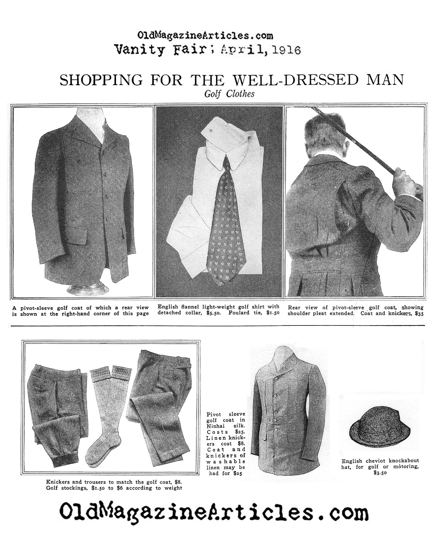 The Action-Back Jacket for the Golfing Man  (Vanity Fair Magazine, 1916)